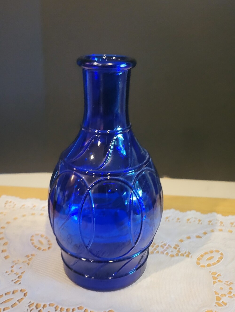 Vintage Hazel Atlas Cobalt Blue Ring Of Rings Glass Decanter Vase 8" Tall